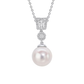 Diamonfire Multi Shape Cubic Zirconia and Shell Pearl Drop Pendant and Chain