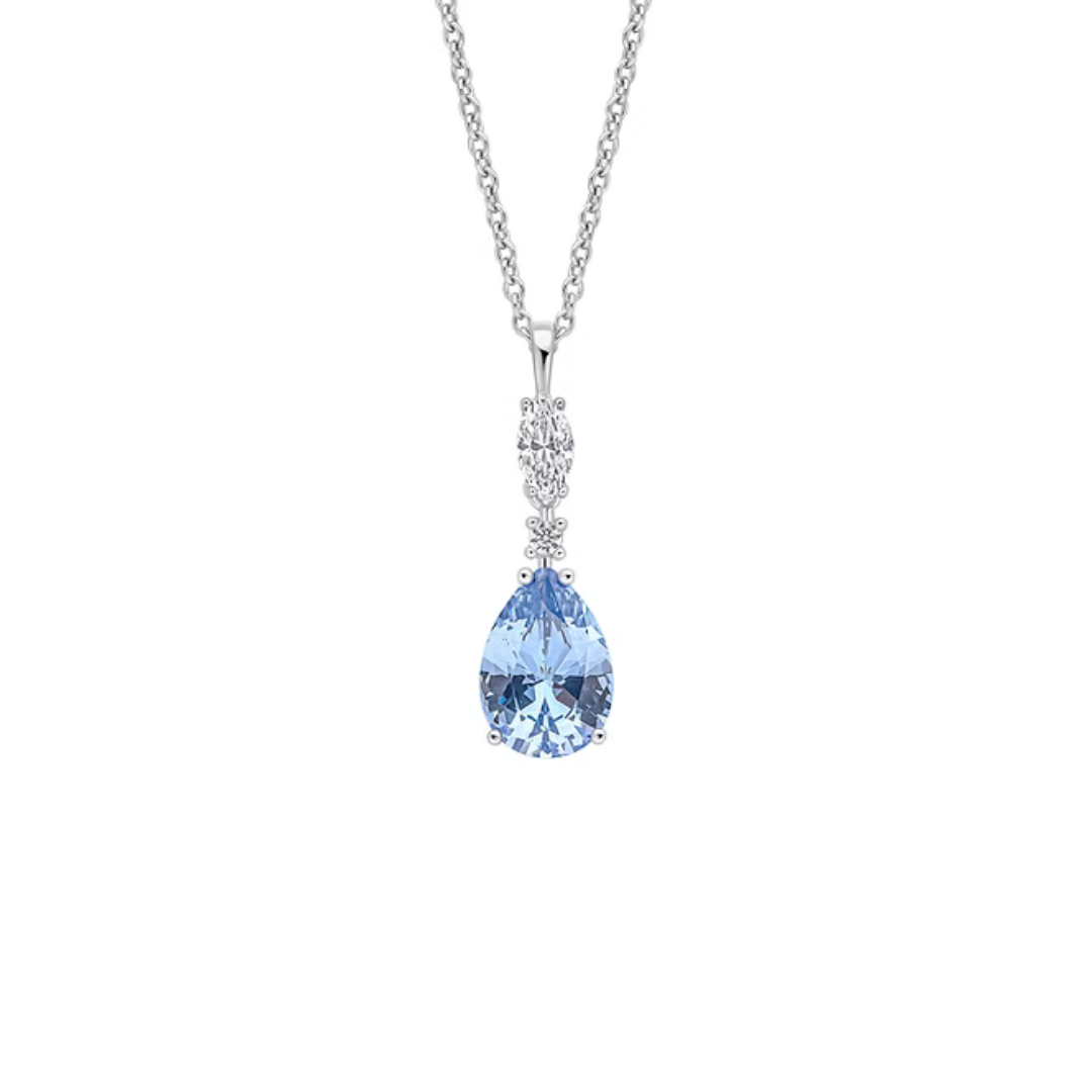 Diamonfire Sterling Silver Blue Teardrop and Marquise Drop Necklace