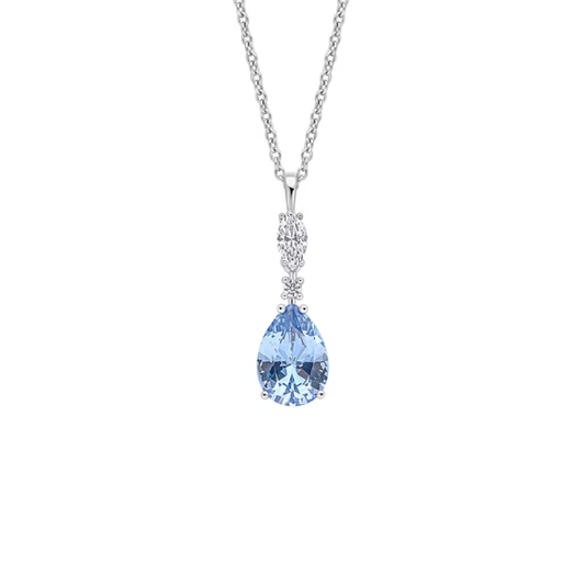 Diamonfire Sterling Silver Blue Teardrop and Marquise Drop Necklace