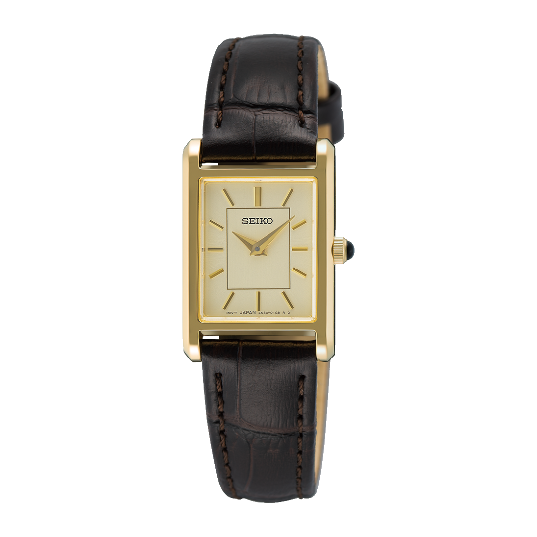 Seiko Ladies Gold Plated Quartz Strap Watch SWR110P1