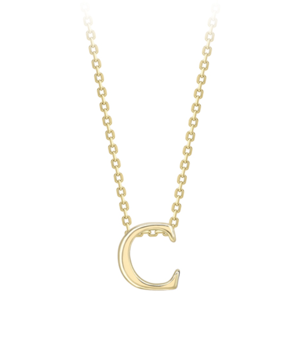 9ct Yellow Gold Mini Initial C Charm & Chain