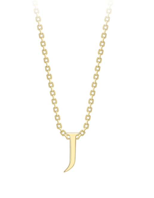 Mini Initial J & Chain in 9ct Yellow Gold