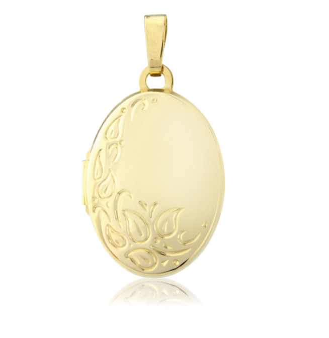 18x14mm Half Engraved 9ct Yellow Gold Locket