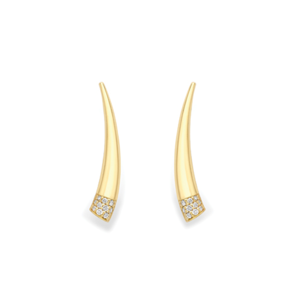 9ct Yellow Gold Curved Hollow Diamond 0.12ct Stud Earrings