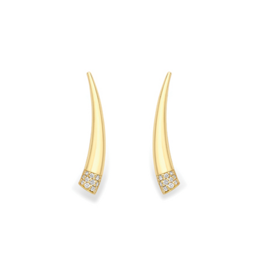 9ct Yellow Gold Curved Hollow Diamond 0.12ct Stud Earrings