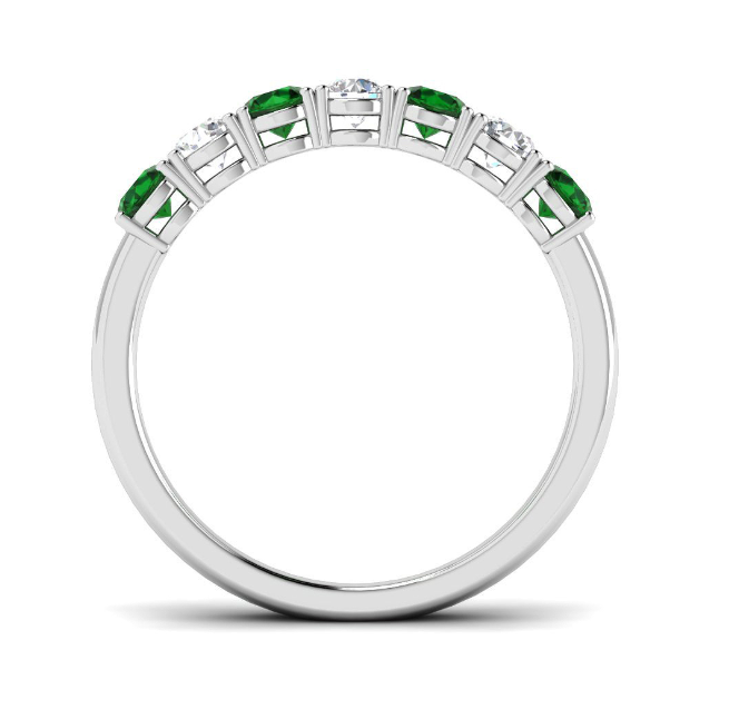 18ct White Gold Emerald and Diamond Half Eternity Ring