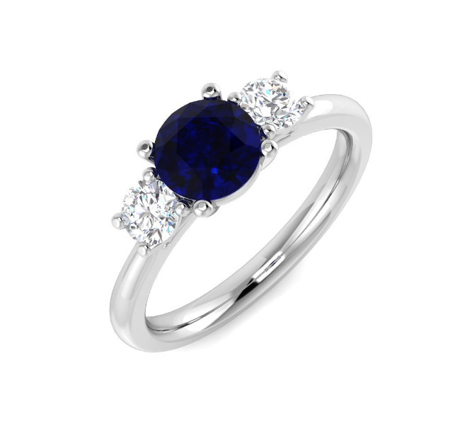 18ct White Gold Sapphire and Diamond Three Stone Ring
