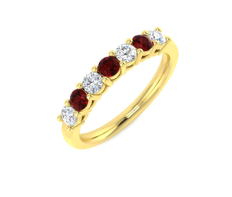18ct Yellow Gold Ruby and Diamond Half Eternity Ring