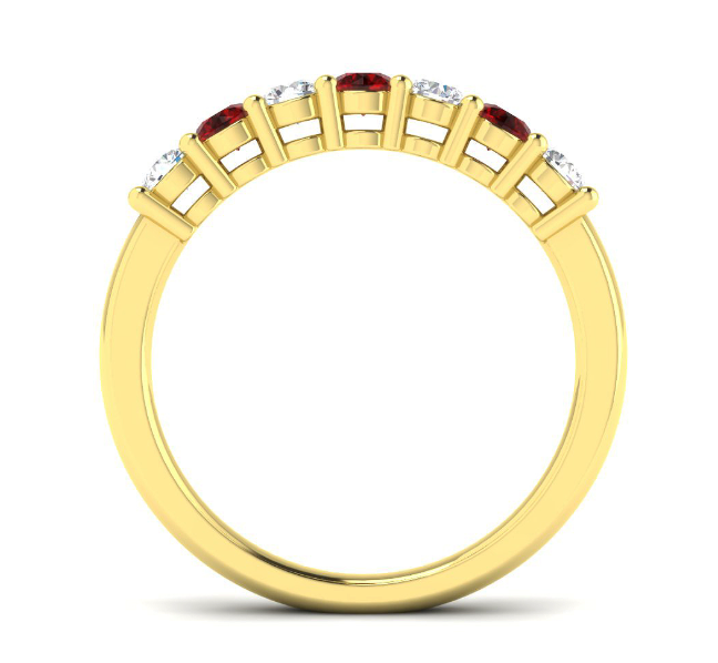 18ct Yellow Gold Ruby and Diamond Half Eternity Ring