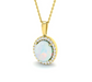 9ct Yellow Gold Oval Opal and Diamond Cluster Necklace