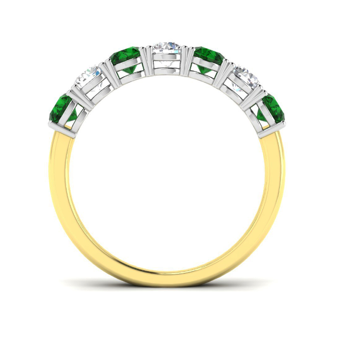 18ct Yellow Gold Emerald and Diamond Half Eternity Ring
