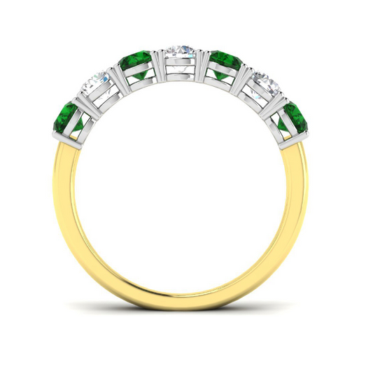 18ct Yellow Gold Emerald and Diamond Half Eternity Ring