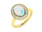 9ct Yellow Gold Oval Opal and Diamond Cluster Ring