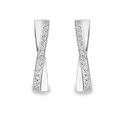 Platinum 0.11ct Diamond Crossover Stud Earrings