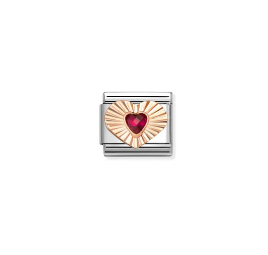 Nomination Composable Classic Rose Gold Etched Red Cubic Zirconia Heart 430610/005