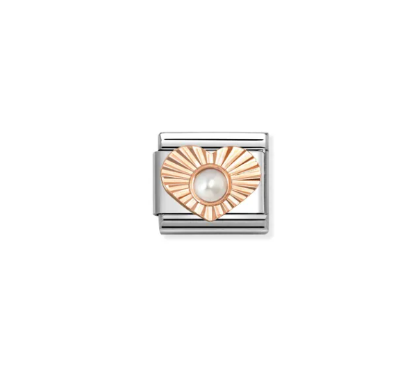 Nomination Composable Classic Rose Gold White Pearl Heart 430516/13