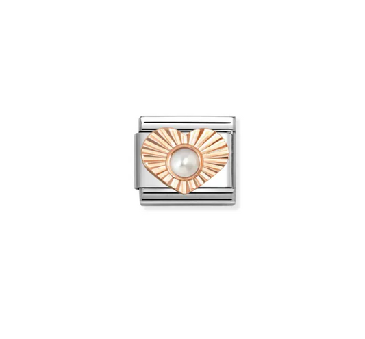 Nomination Composable Classic Rose Gold White Pearl Heart 430516/13