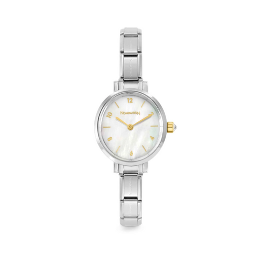 Nomination Time Oval White Mother of Pearl Watch 076040/008