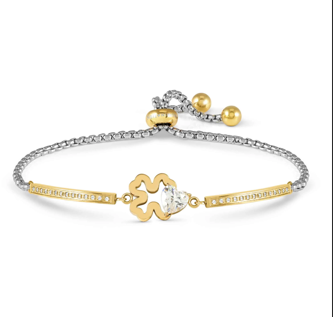 Nomination Milleluci Yellow Gold Plated Four Leaf Clover and Cubic Zirconia Bracelet 028021/006