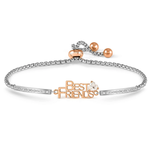 Nomination Milleluci Rose Gold Plated Best Friend and Cubic Zirconia Bracelet 028026/006