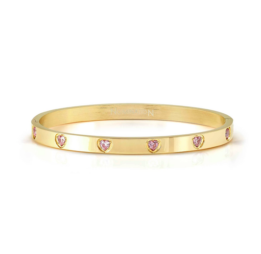 Nomination Yellow Gold Plated Pretty Bangles Pink Heart Bangle Size Medium 029528/021