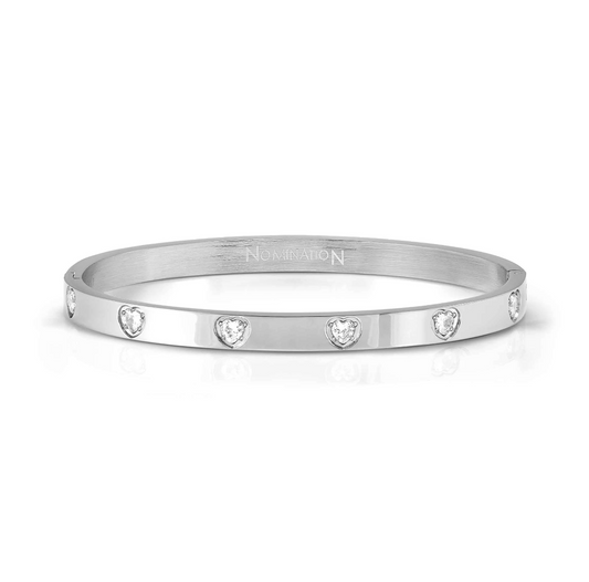 Nomination Pretty Bangles Stainless Steel Cubic Zirconia Heart Bangle Medium 029529/001