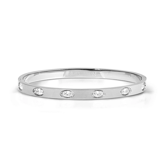 Nomination Pretty Bangles Stainless Steel Cubic Zirconia Ovals Bangle Large 029527/001