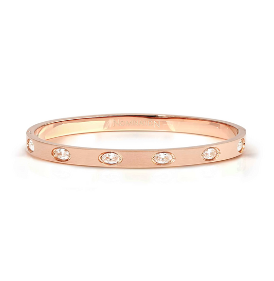 Nomination Pretty Bangles Rose Gold Plated Cubic Zirconia Ovals Bangle Medium 029526/043