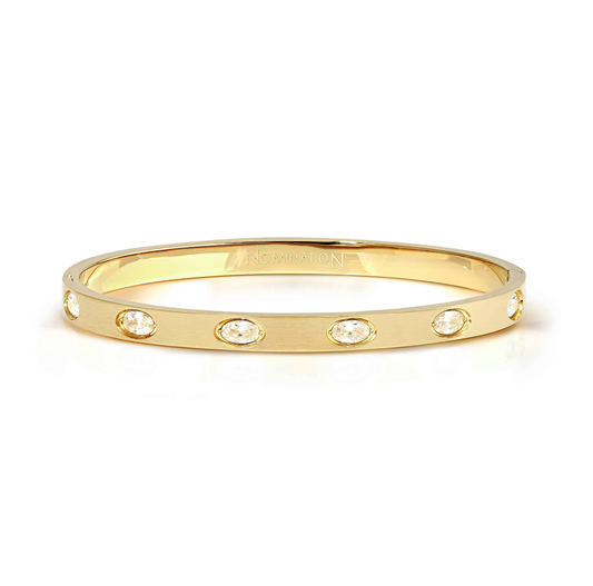 Nomination Pretty Bangles Yellow Gold Plated Cubic Zirconia Ovals Bangle Medium 029526/020