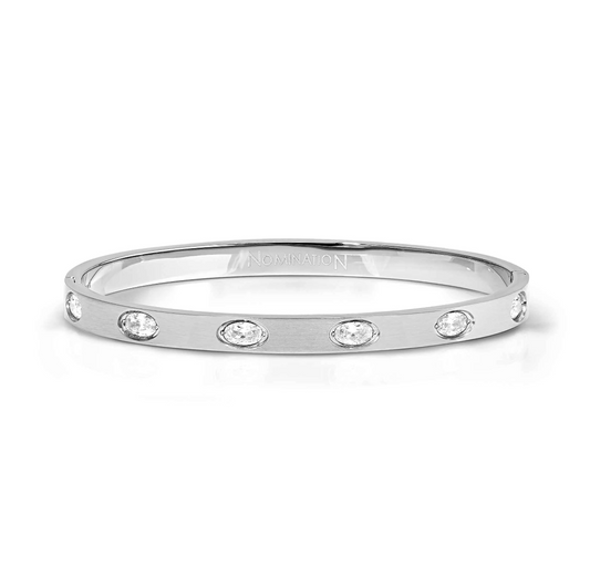 Nomination Pretty Bangles Stainless Steel Cubic Zirconia Oval Bangle Small 029525/001