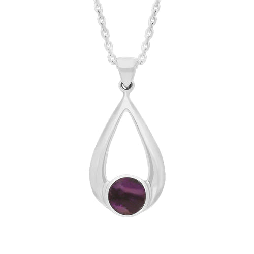 Derbyshire Blue John Sterling Silver Open Teardrop Necklace