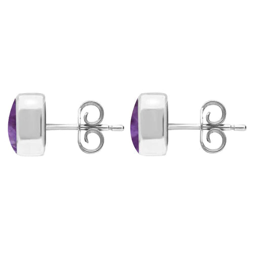 Derbyshire Blue John Sterling Silver Cushion Stud Earrings