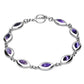Derbyshire Blue John Sterling Silver Marquise Shaped Links Bracelet