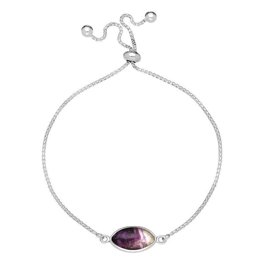 Derbyshire Blue John Sterling Silver Marquise Shaped Bracelet