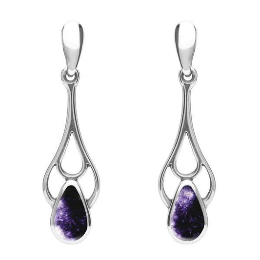 Derbyshire Blue John Sterling Silver Pear Drop Earrings