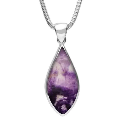 Derbyshire Blue John Sterling Silver Pear Shaped Necklace