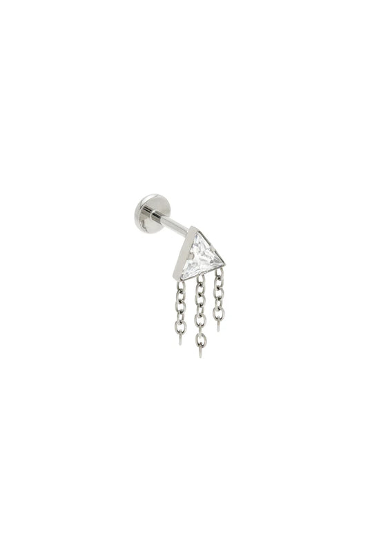 Tish Lyon Labret Titanium Triangle Top and Three Strand Drop Earrings