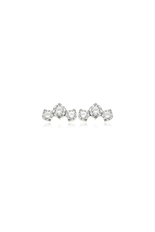 Tish Lyon Labret Titanium Three Stone Shaped Stud Earrings