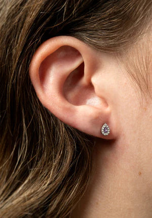 Tish Lyon Labret Titanium Lilac and White Stone Teardrop Stud Earrings