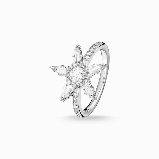 Thomas Sabo Sterling Silver Cubic Zirconia Large Star Ring Size 52 TR2271-051-14
