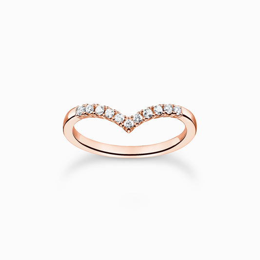 Thomas Sabo Rose Gold Plated Cubic Zirconia Wishbone Ring Size 54 TR2394-416-14-54