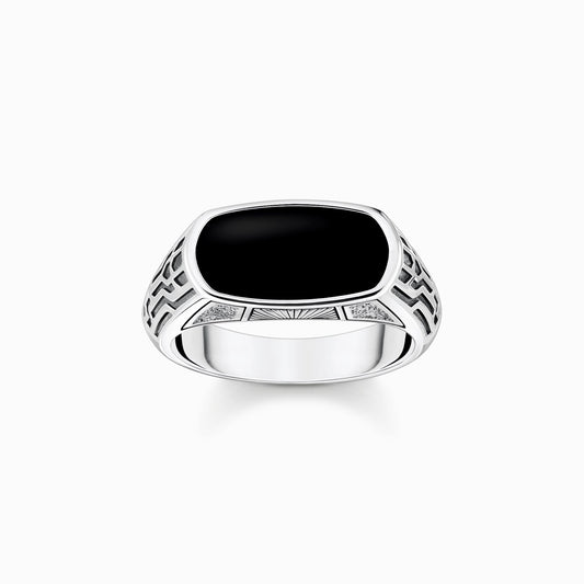 Thomas Sabo Oval Black Onyx Rebel Signet Ring TR2429-507-11