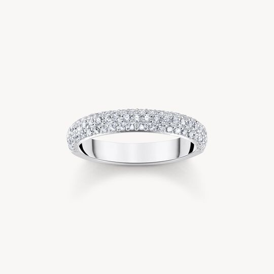 Thomas Sabo Sterling Silver Three Row White Cubic Zirconia Half Hoop Band Size 52 TR2462-051-14