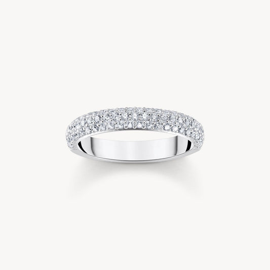 Thomas Sabo Sterling Silver Three Row Cubic Zirconia Ring Size 56 TR2462-051-14