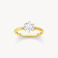 Thomas Sabo Yellow Gold Plated 6 Claw Cubic Zirconia Ring Size 52 TR2474-414-14