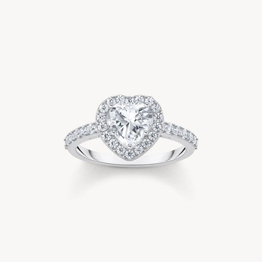Thomas Sabo Sterling Silver Cubic Zirconia Heart Cluster Ring Size 56 TR2477-051-14