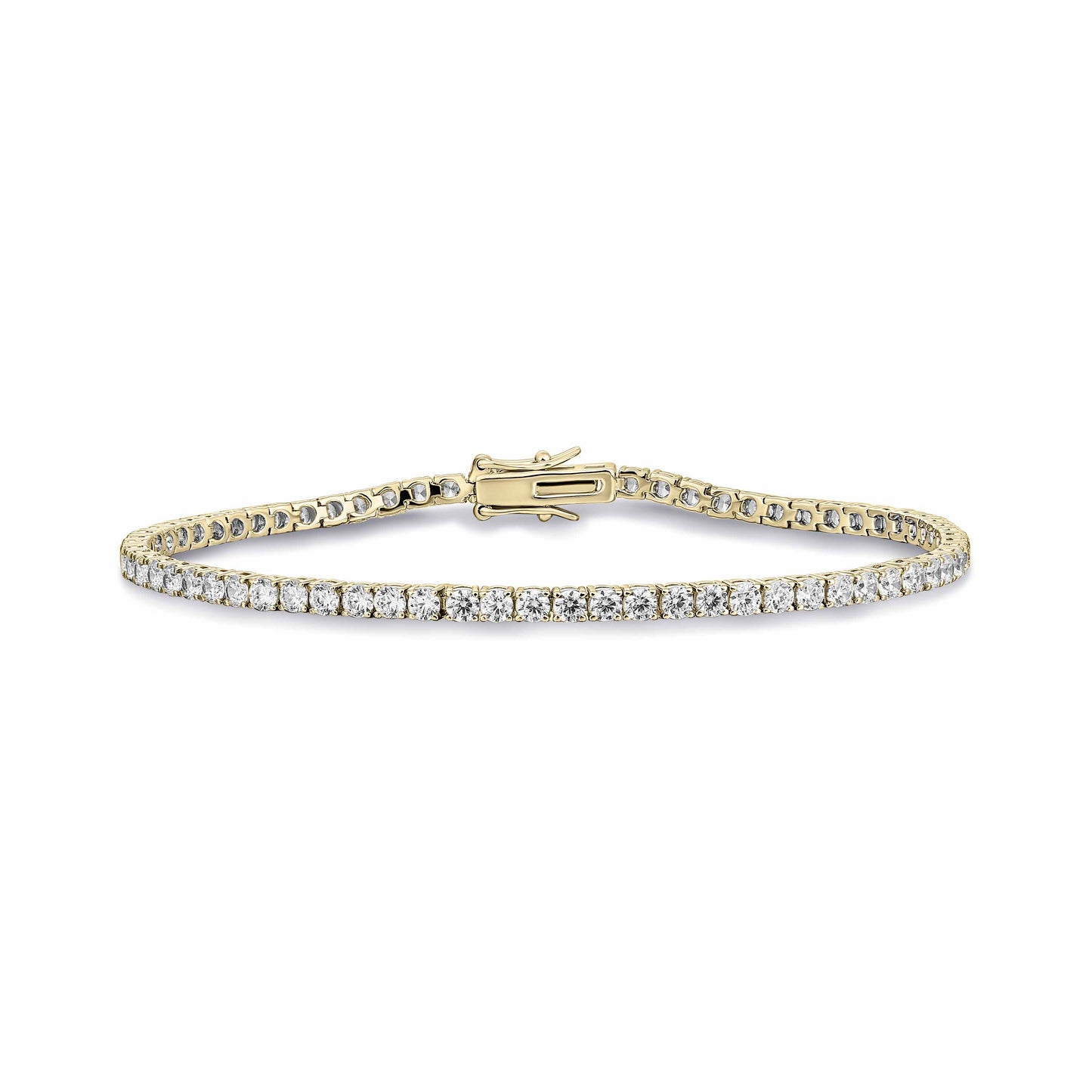 Sterling Silver Yellow Gold Plated 2.5mm Cubic Zirconia Claw Set Line Bracelet
