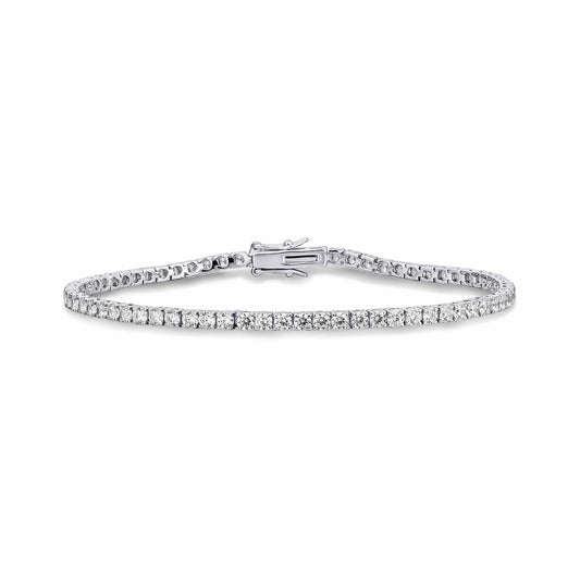Sterling Silver Cubic Zirconia 2.5mm Claw Set Line Bracelet