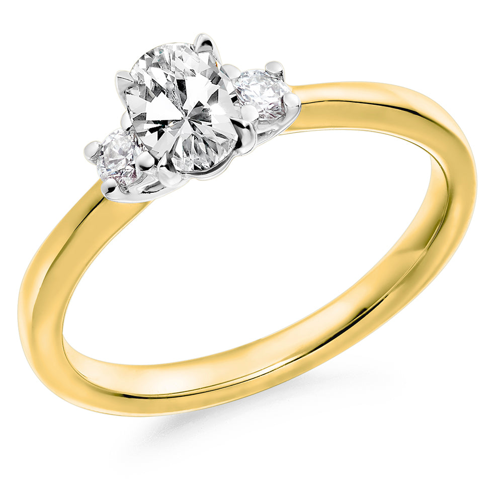 18ct Yellow Gold Oval and Brilliant Cut 0.52ct Diamond Ring