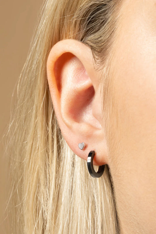Tish Lyon Black Rhodium Titanium 8mm Hoop Earrings